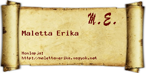 Maletta Erika névjegykártya